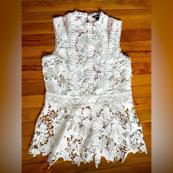 Express White Lace Embroidered Sleeveless Top - Picture 1 of 7